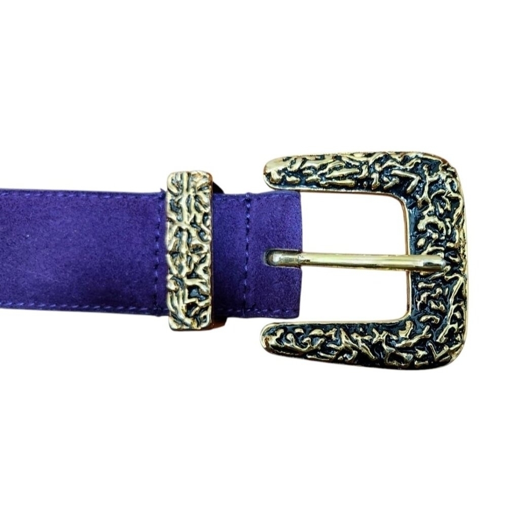 Vintage Genuine Suede Leather Belt color violet Size L - Picture 5 of 13